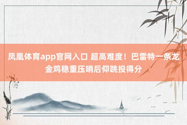 凤凰体育app官网入口 超高难度！巴雷特一条龙金鸡稳重压哨后仰跳投得分
