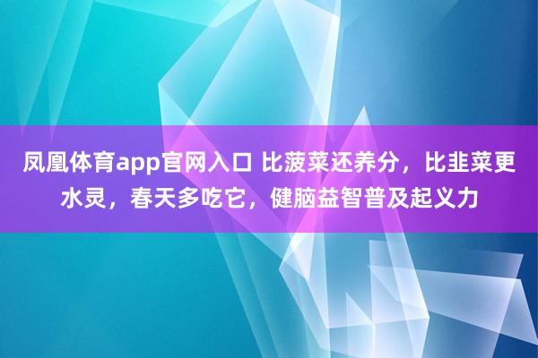 凤凰体育app官网入口 比菠菜还养分，比韭菜更水灵，春天多吃它，健脑益智普及起义力