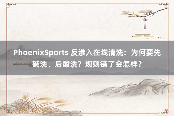 PhoenixSports 反渗入在线清洗：为何要先碱洗、后酸洗？规则错了会怎样？