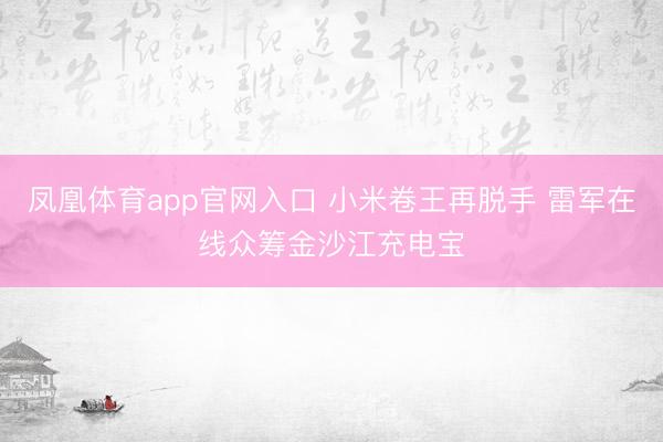 凤凰体育app官网入口 小米卷王再脱手 雷军在线众筹金沙江充电宝