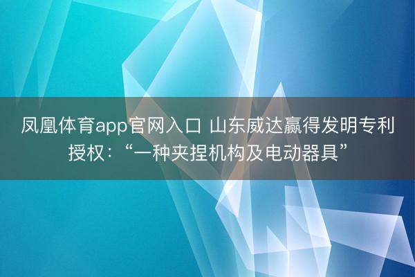 凤凰体育app官网入口 山东威达赢得发明专利授权：“一种夹捏机构及电动器具”