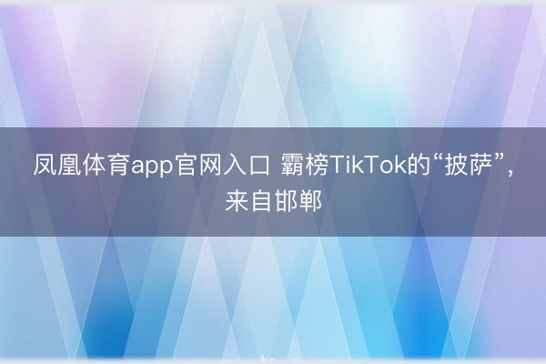 凤凰体育app官网入口 霸榜TikTok的“披萨”，来自邯郸