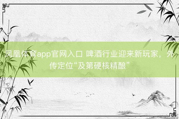 凤凰体育app官网入口 啤酒行业迎来新玩家，外传定位“及第硬核精酿”