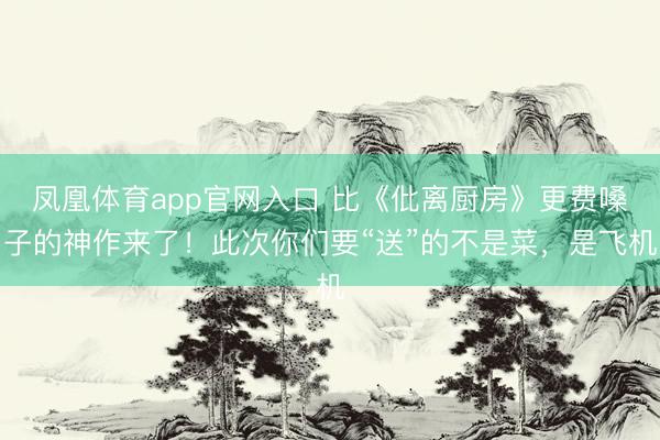 凤凰体育app官网入口 比《仳离厨房》更费嗓子的神作来了！此次你们要“送”的不是菜，是飞机