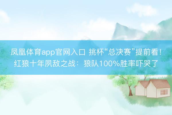 凤凰体育app官网入口 挑杯“总决赛”提前看！红狼十年夙敌之战：狼队100%胜率吓哭了