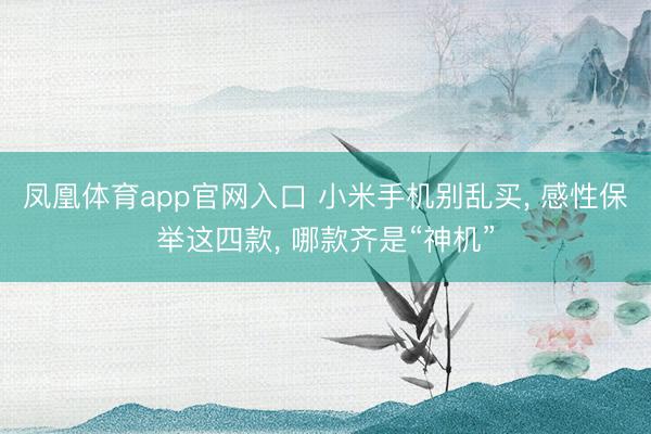 凤凰体育app官网入口 小米手机别乱买， 感性保举这四款， 哪款齐是“神机”