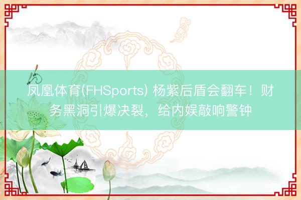 凤凰体育(FHSports) 杨紫后盾会翻车!财务黑洞引爆决裂,给内娱敲响警钟